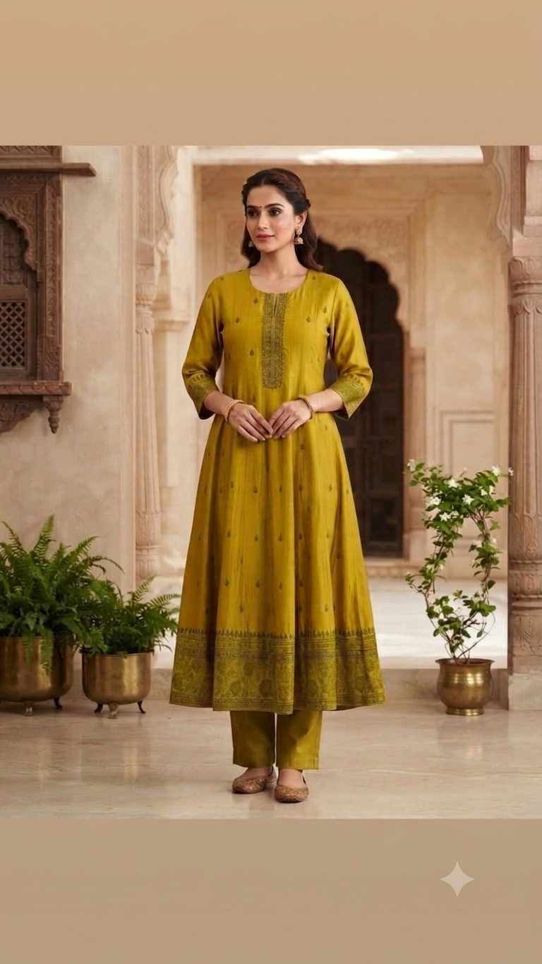 Mustard Yellow Anarkali Suit